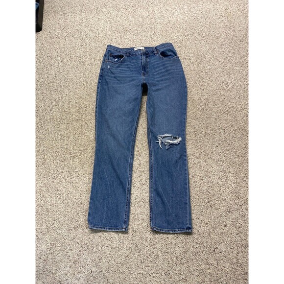 32/14 Abercrombie & Fitch The 90s Slim Straight Ultra High-Rise Distressed - Picture 1 of 7